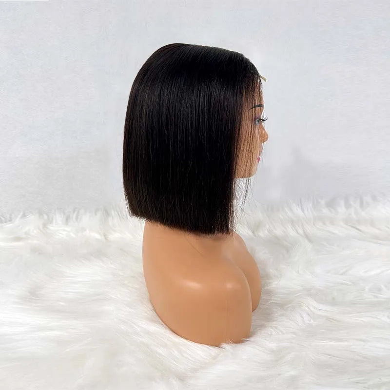 Super Double Drawn 2x6 Lace Closure Bob Wig Bone Straight 100% Vietname Human Hair Wig Nature Black 250% Density For Black Women