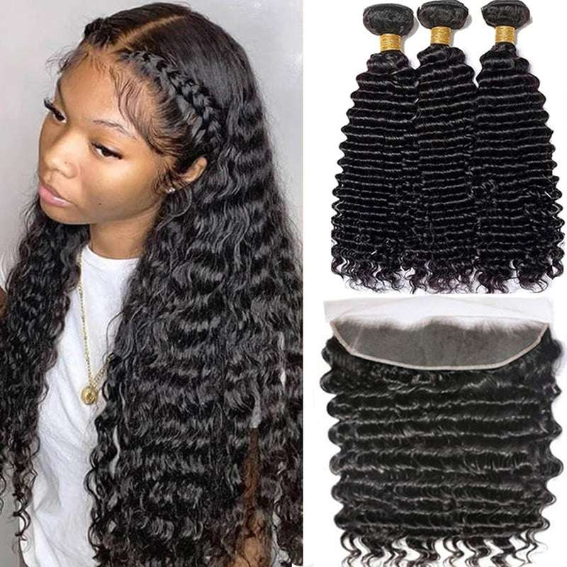 Deep Wave Lace Closure With Bundles