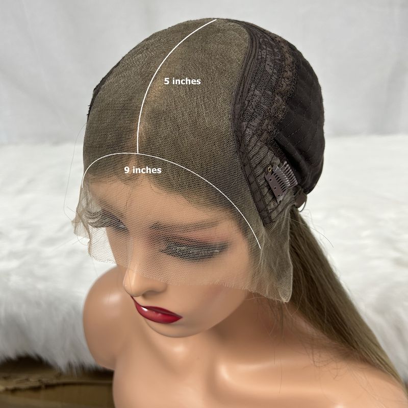 Jewish Kosher Wig Lace Top Virgin European Human Hair Lace Front Wig Medium Brown Color with Highlights