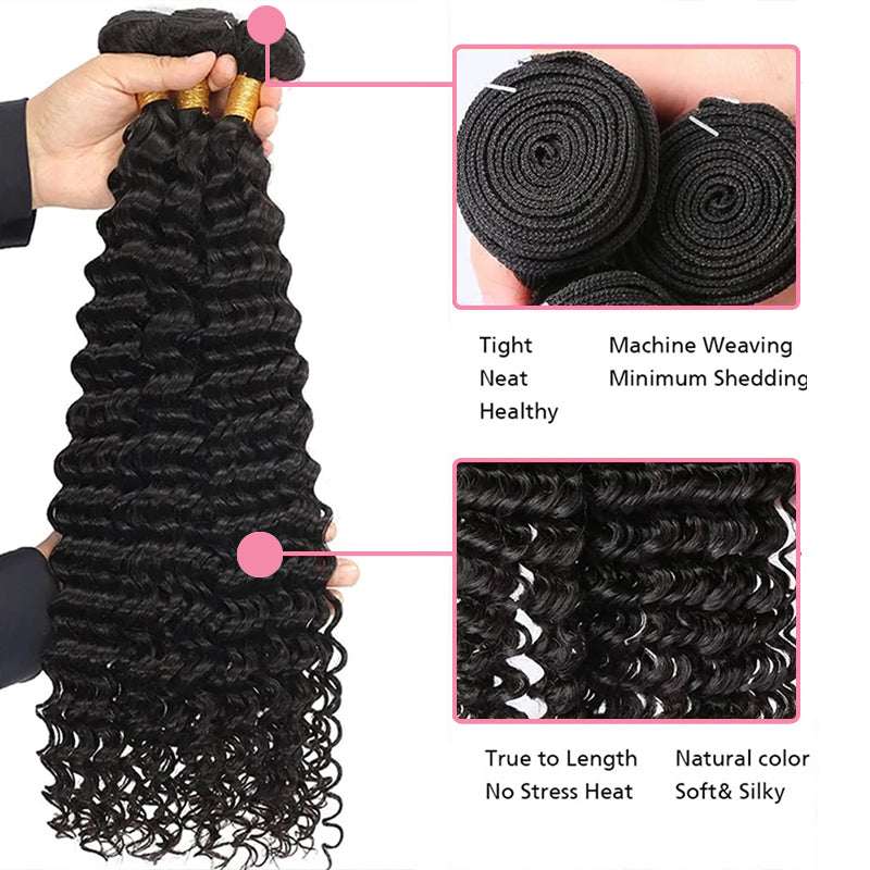 Deep Wave Lace Closure With Bundles