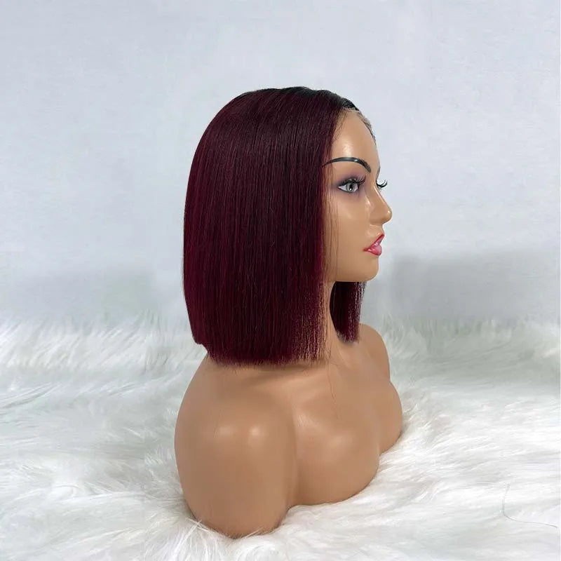 Super Double Drawn 2x6 Lace Closure Bob Wig Bone Straight 100% Vietname Human Hair Wig Nature Black 250% Density For Black Women