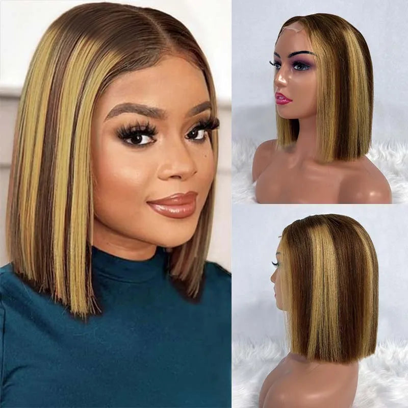 Super Double Drawn 2x6 Lace Closure Bob Wig Bone Straight 100% Vietname Human Hair Wig Nature Black 250% Density For Black Women