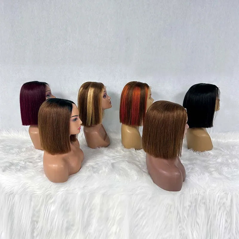 Super Double Drawn 2x6 Lace Closure Bob Wig Bone Straight 100% Vietname Human Hair Wig Nature Black 250% Density For Black Women