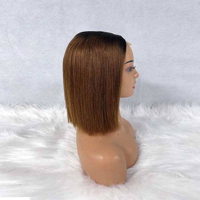 Super Double Drawn 2x6 Lace Closure Bob Wig Bone Straight 100% Vietname Human Hair Wig Nature Black 250% Density For Black Women