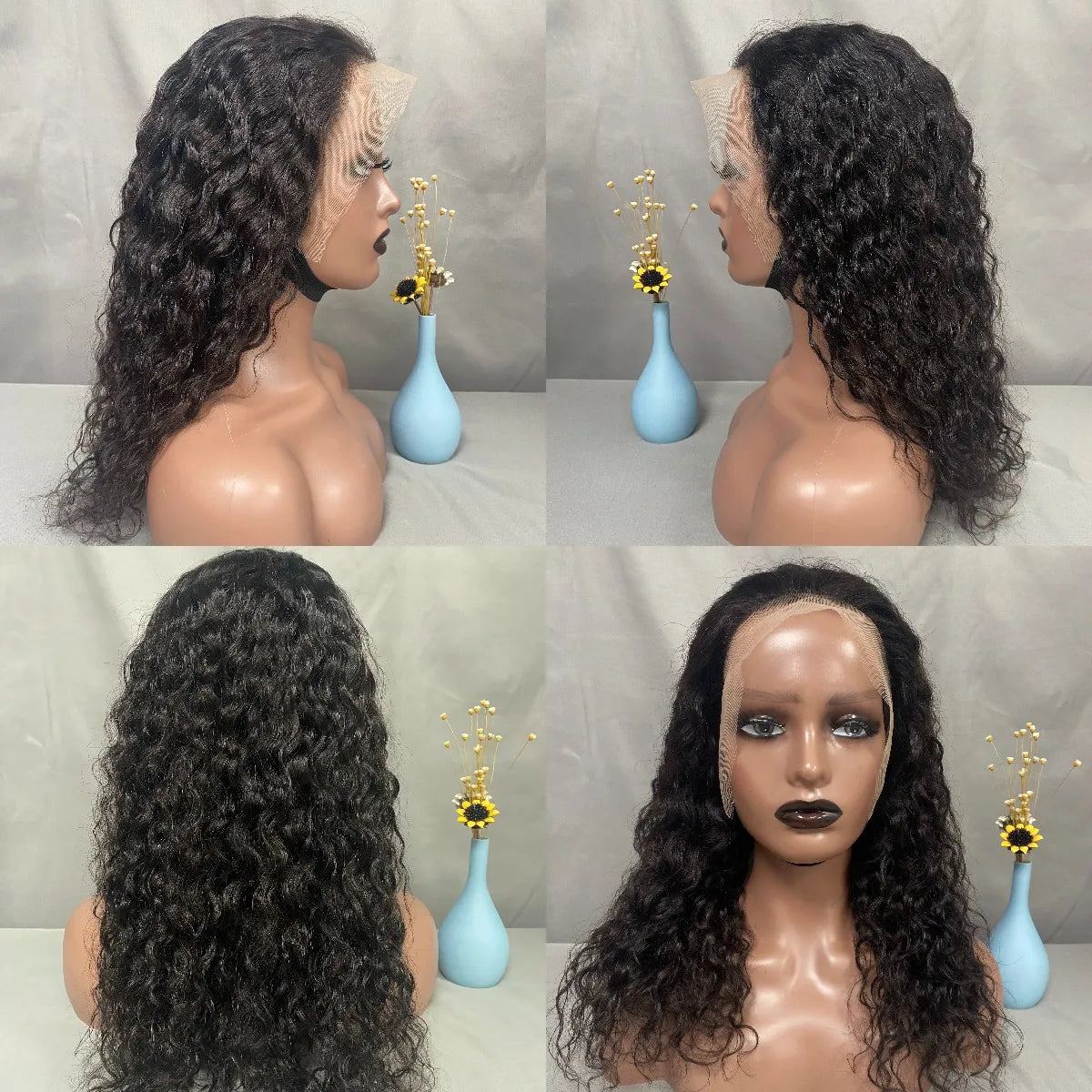 34 Inch Human Hair Wig Water Wave Lace Front Wigs 200 Density Brazilian Virgin Human Hair 13X4 Lace Wigs For Women Natural Black