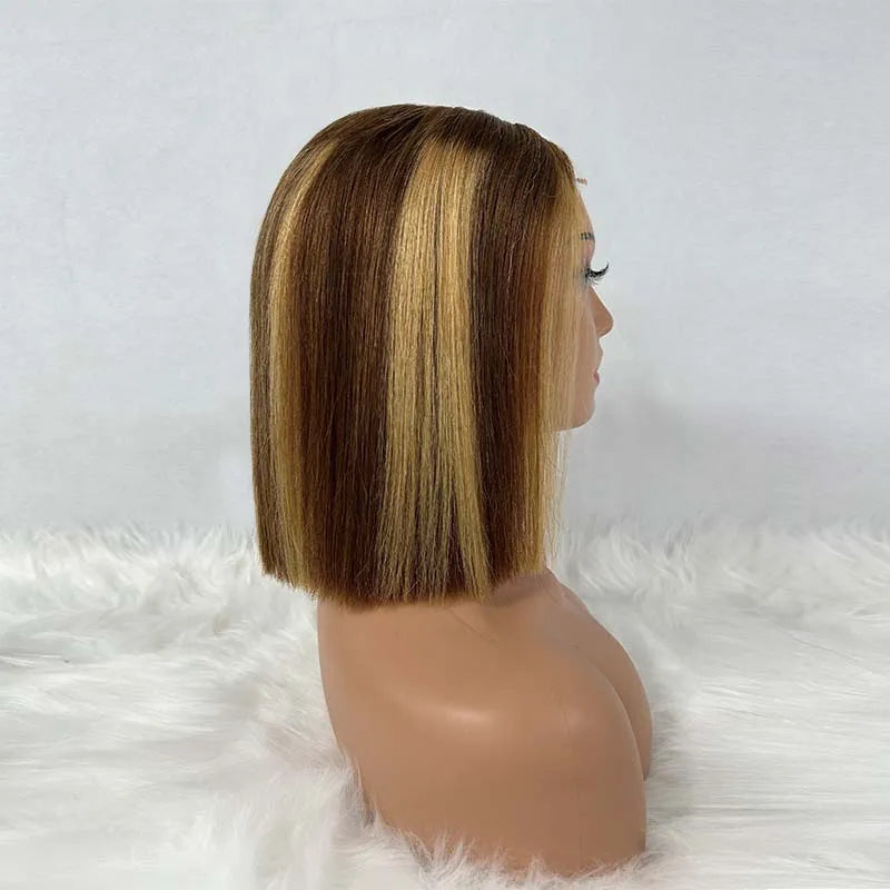 Super Double Drawn 2x6 Lace Closure Bob Wig Bone Straight 100% Vietname Human Hair Wig Nature Black 250% Density For Black Women