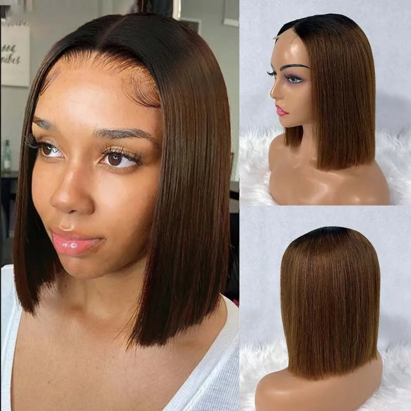 Super Double Drawn 2x6 Lace Closure Bob Wig Bone Straight 100% Vietname Human Hair Wig Nature Black 250% Density For Black Women