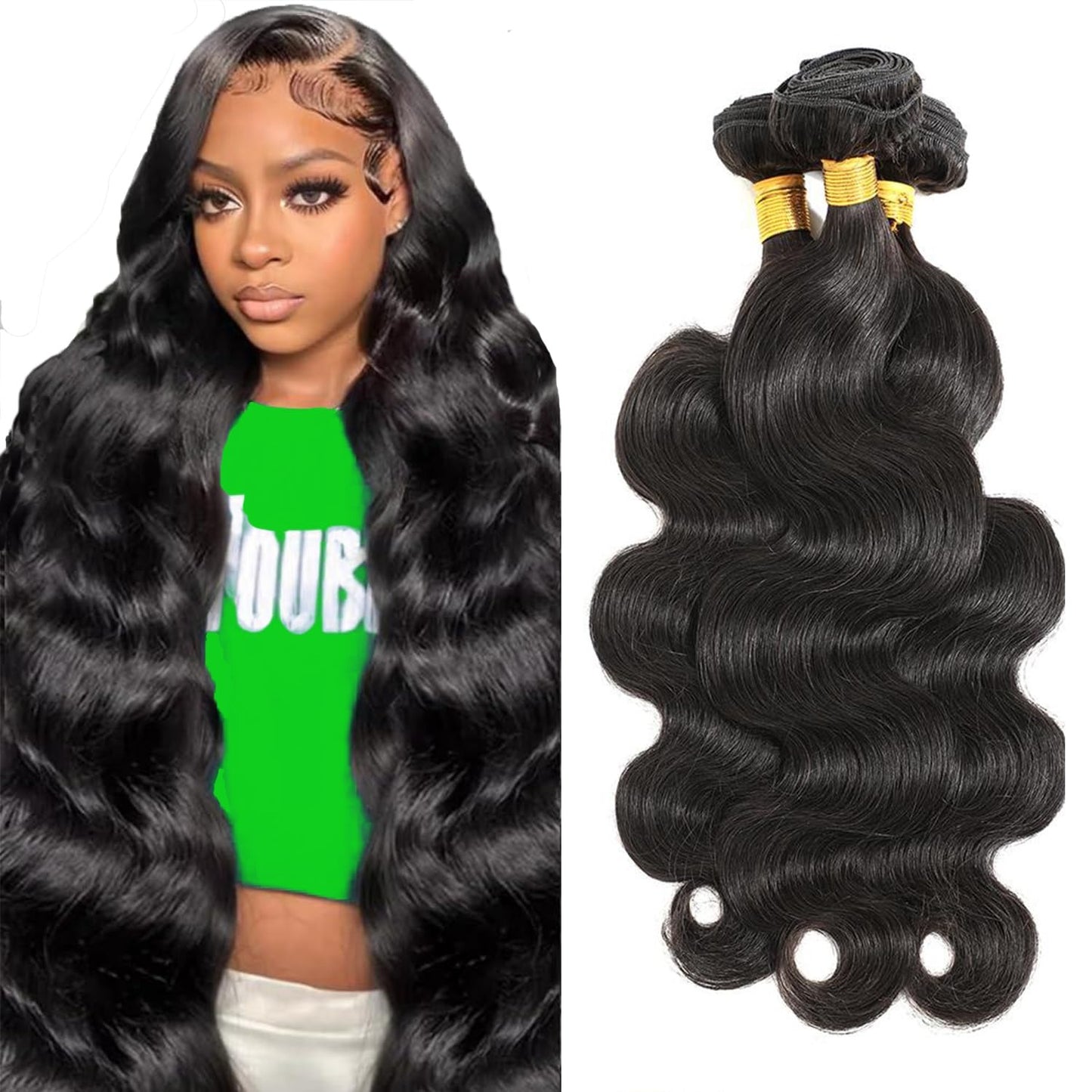 12A Brazilian Virgin Human Hair Bundles – Body Wave, 22 24 26 Inch, 100% Unprocessed, Natural Black Extensions
